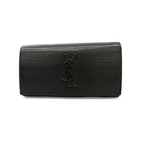 SAINT LAURENT PARIS Leather Fold Long Wallet - Picture 1 of 5